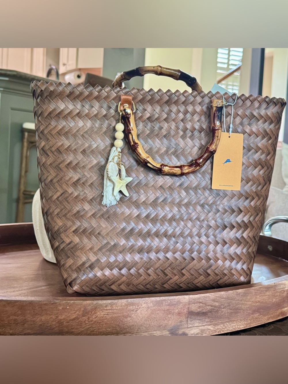 New TOMMY BAHAMA Woven Tote Bag w/Tags